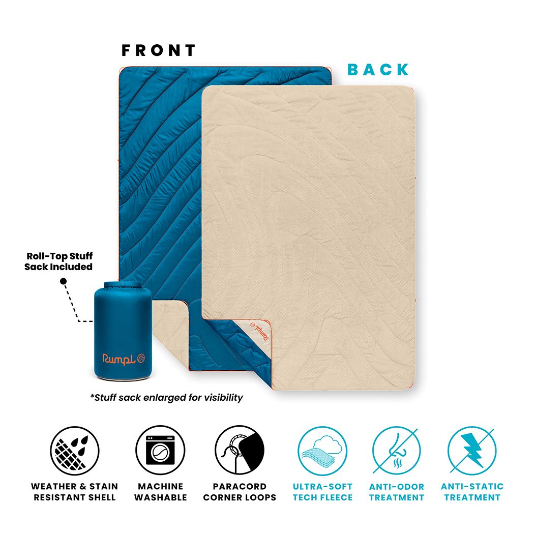 Rumpl Fleece Puffy Mini Blanket - Seascape Cream Fleece Puffy Mini Blanket - Seascape Cream | Rumpl Blankets For Everywhere Solid Fleece Puffy