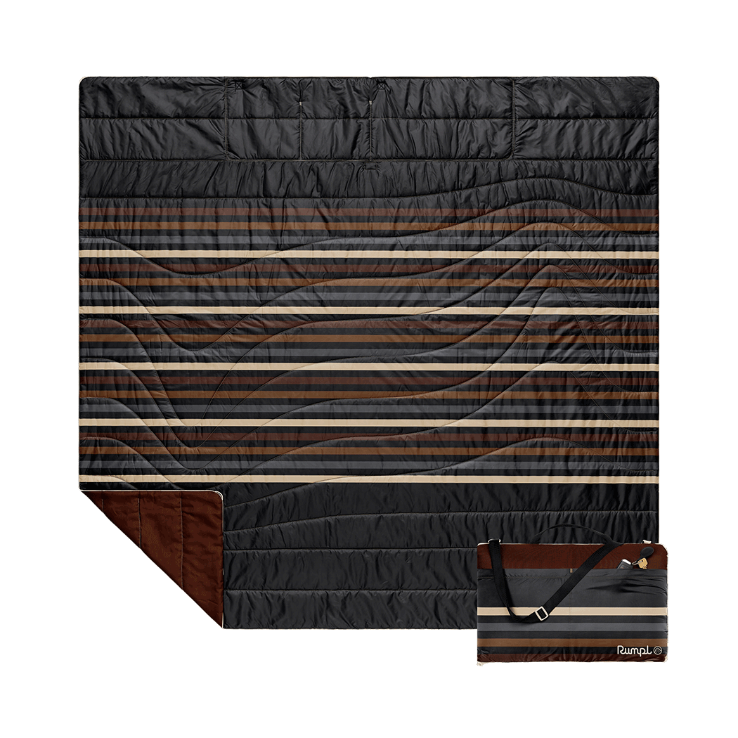 Rumpl Stash Mat XL - Mocha Mini Stripes Stash Mat XL - Mocha Mini Stripes | Rumpl Blankets For Everywhere Overland Mat
