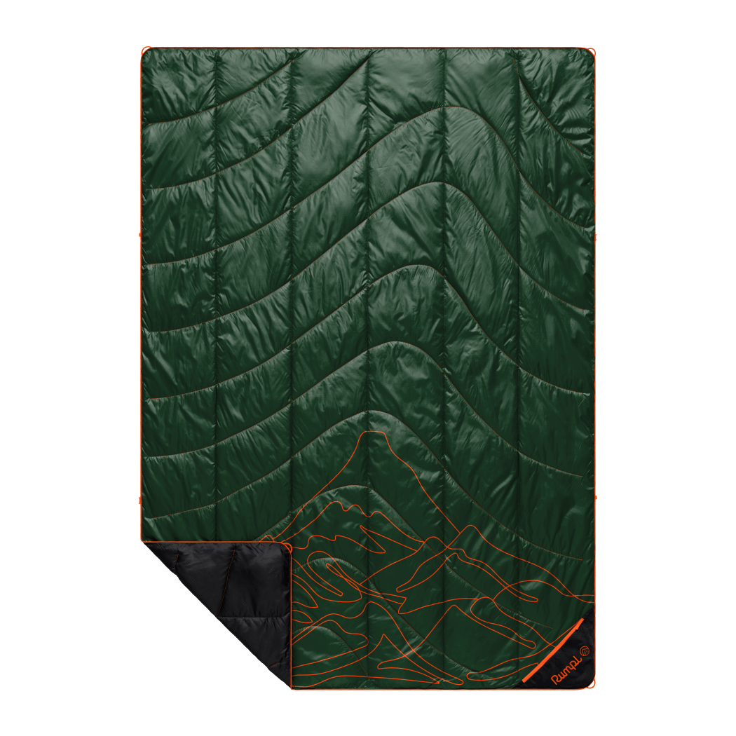 Rumpl Backcountry Puffy Blanket - Mountain Green Peak Backcountry Puffy Blanket - Mountain Green Peak | Rumpl Blankets For Everywhere Print Backcountry Puffy