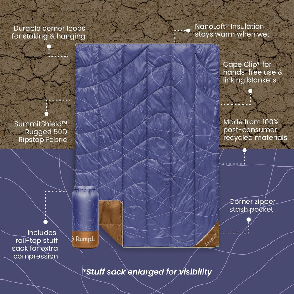 Rumpl Backcountry Puffy Blanket - Trace Valley Marionberry Backcountry Puffy Blanket - Trace Valley Marionberry | Rumpl Blankets For Everywhere Printed Backcountry Puffy