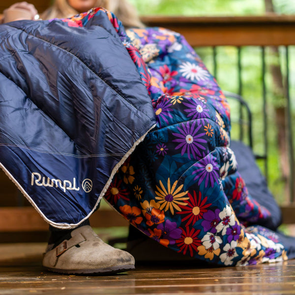 Rumpl Fleece Puffy Blanket - Midnight Bloom Fleece Puffy Blanket - Midnight Bloom | Rumpl Blankets For Everywhere Printed Fleece Puffy