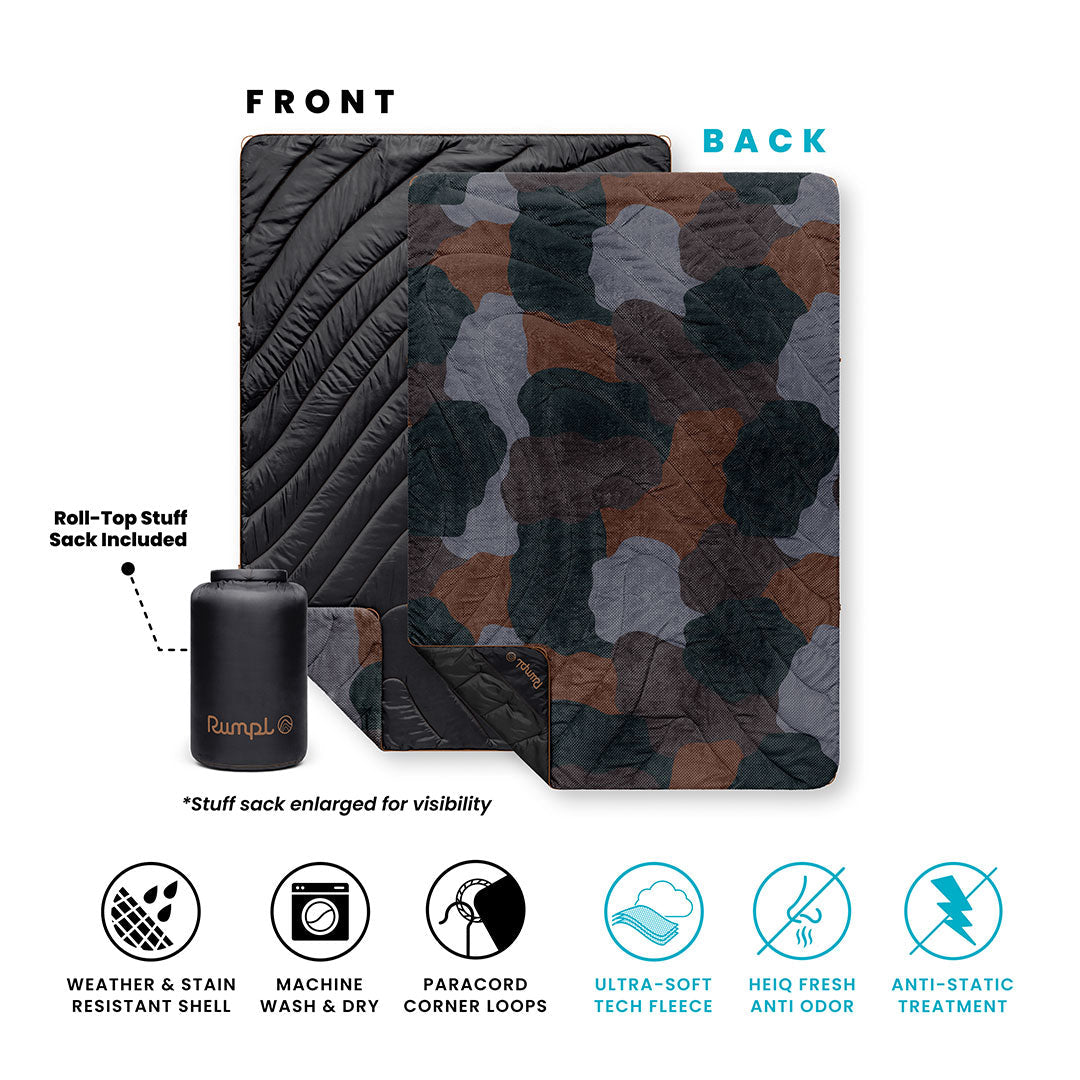 Rumpl Fleece Puffy Blanket - Puzzled Black Fleece Puffy Blanket - Puzzled Black | Rumpl Blankets For Everywhere Printed Fleece Puffy