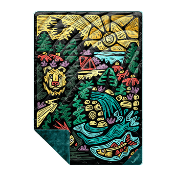 Rumpl Fleece Puffy Blanket - Rae Lang - Protect The Porkies Fleece Puffy Blanket - Protect The Porkies | Rumpl Blankets For Everywhere Printed Fleece Puffy