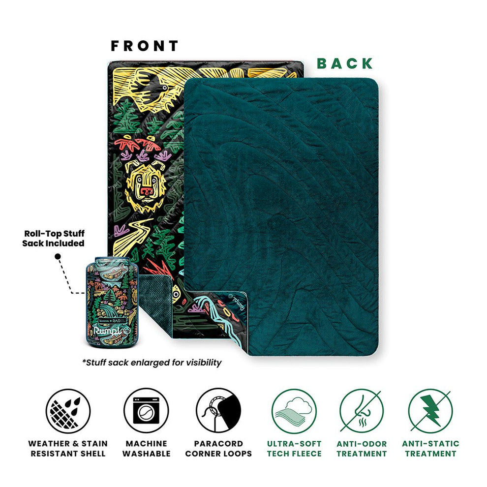 Rumpl Fleece Puffy Blanket - Rae Lang - Protect The Porkies Fleece Puffy Blanket - Protect The Porkies | Rumpl Blankets For Everywhere Printed Fleece Puffy