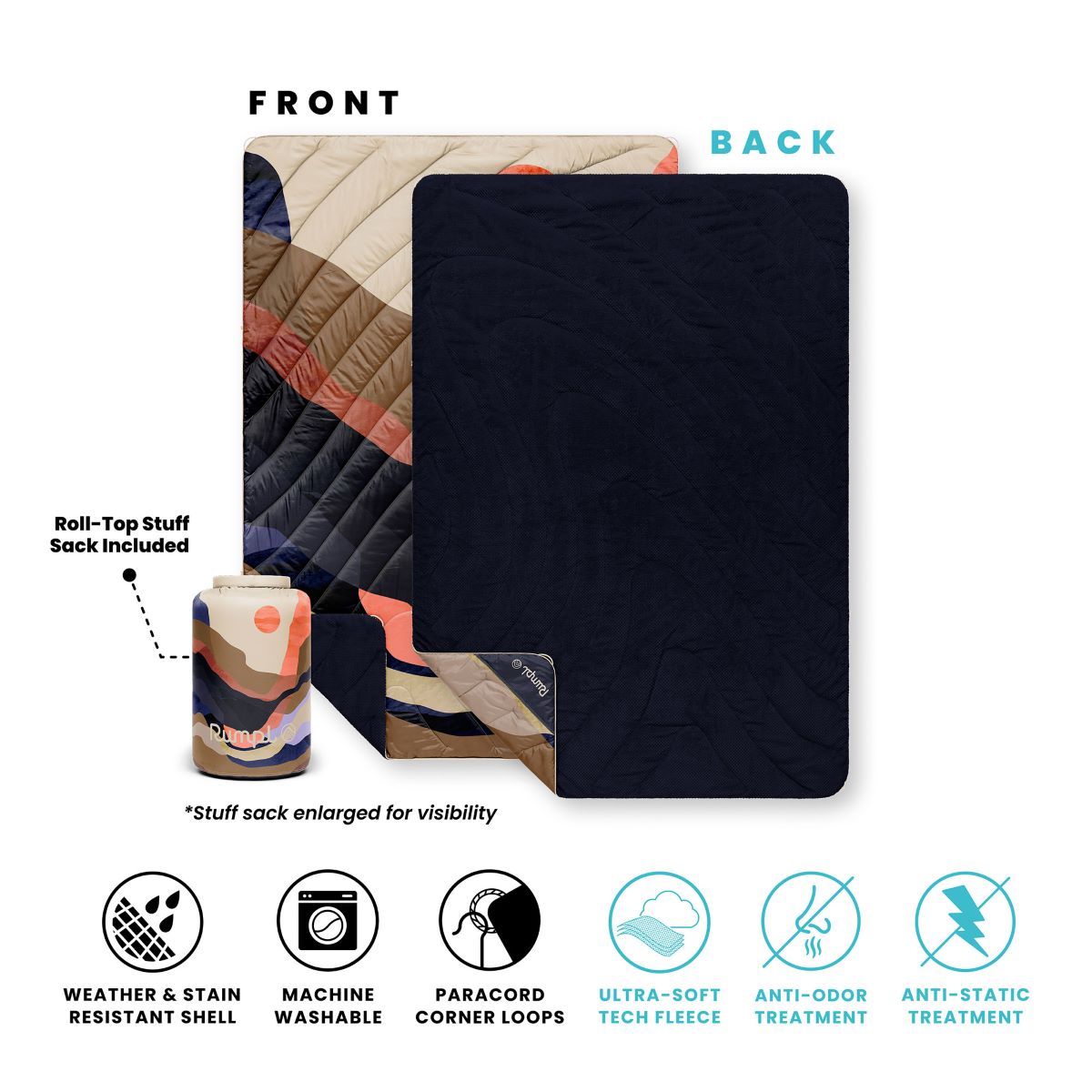 Rumpl Fleece Puffy Blanket - Valley Dawn Fleece Puffy Blanket - Valley Dawn | Rumpl Blankets For Everywhere Printed Fleece Puffy