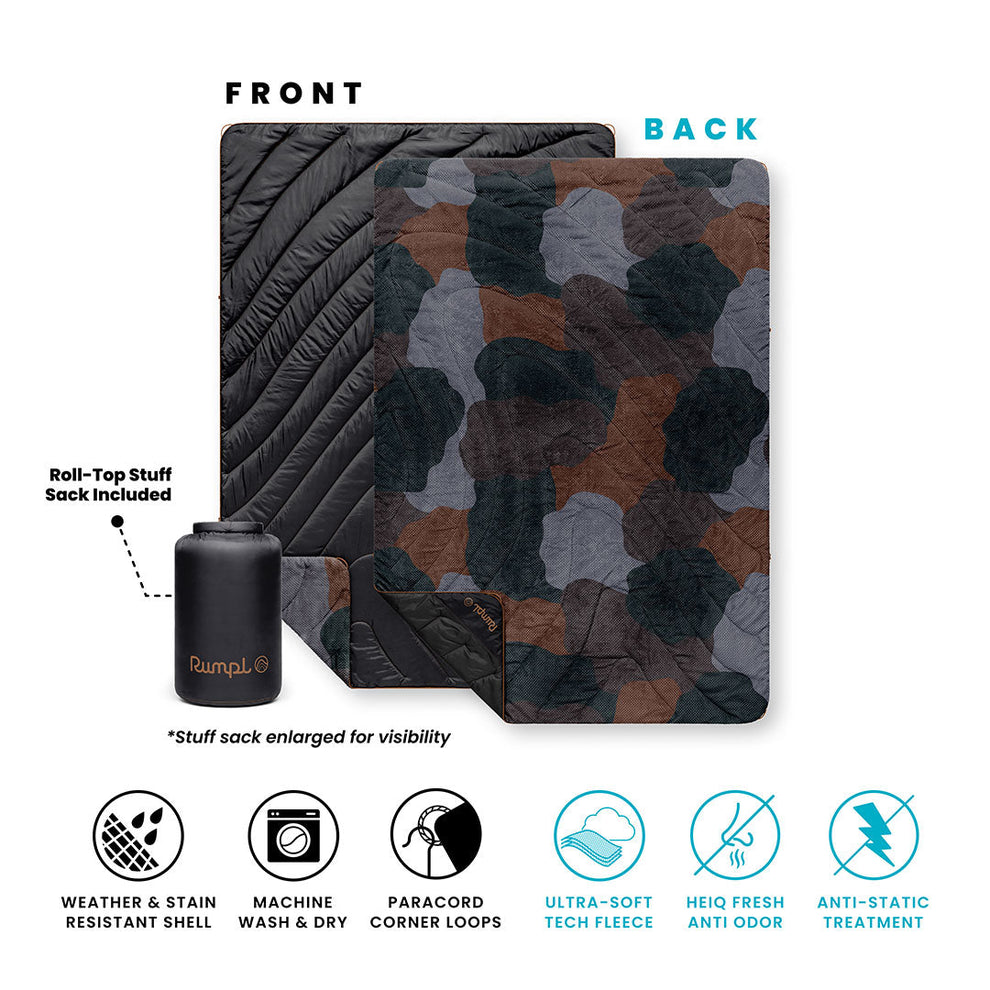 Rumpl Fleece Puffy Throw Blanket - Puzzled Black Fleece Puffy Throw Blanket - Puzzled Black | Rumpl Blankets For Everywhere Printed Fleece Puffy