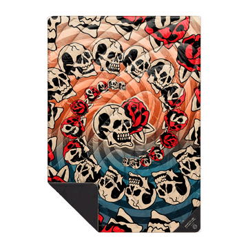 Rumpl Original Puffy Blanket - Bryce Wong - Skulls & Roses Original Puffy Blanket - Skulls & Roses | Rumpl Blankets For Everywhere Printed Original