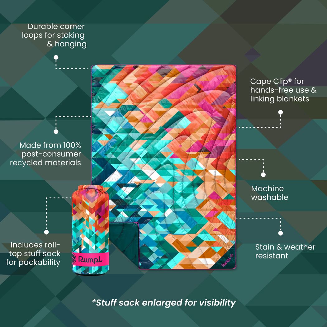 Rumpl Original Puffy Blanket - Geo Cool Geo Blankets | Rumpl Blankets For Everywhere Printed Original