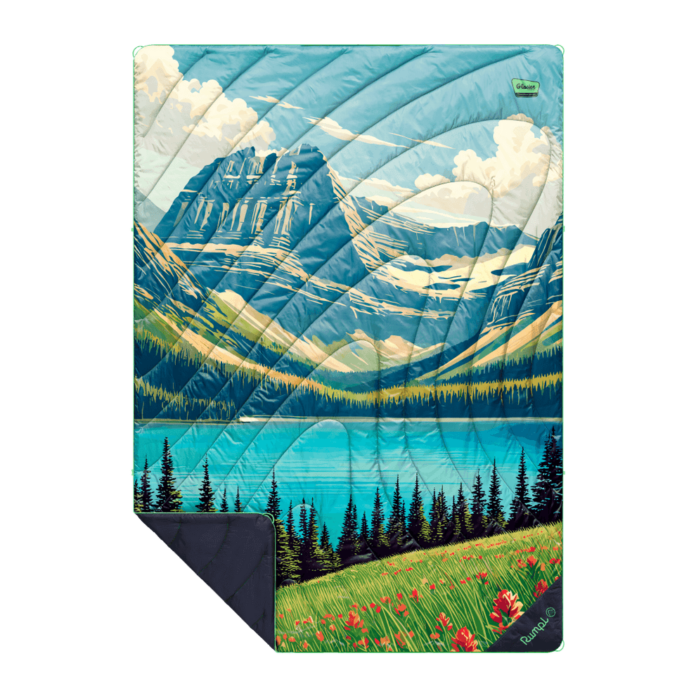 Rumpl Original Puffy Blanket - Glacier National Park National Parks Blankets | Rumpl Blankets For Everywhere Printed Original