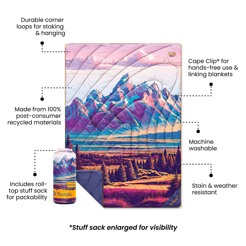 Rumpl Original Puffy Blanket - Grand Teton National Park Grand Teton National Park Blanket | Rumpl Original Puffy Blanket Printed Original