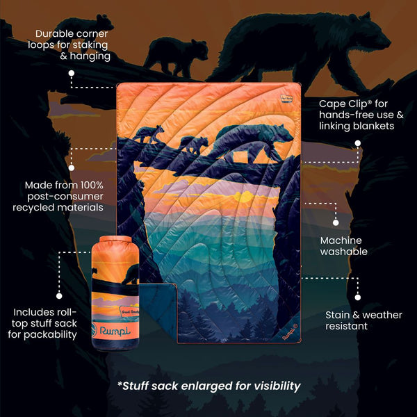 Rumpl Original Puffy Blanket - Great Smoky National Park Great Smoky National Park Blanket | Rumpl Blankets Printed Original