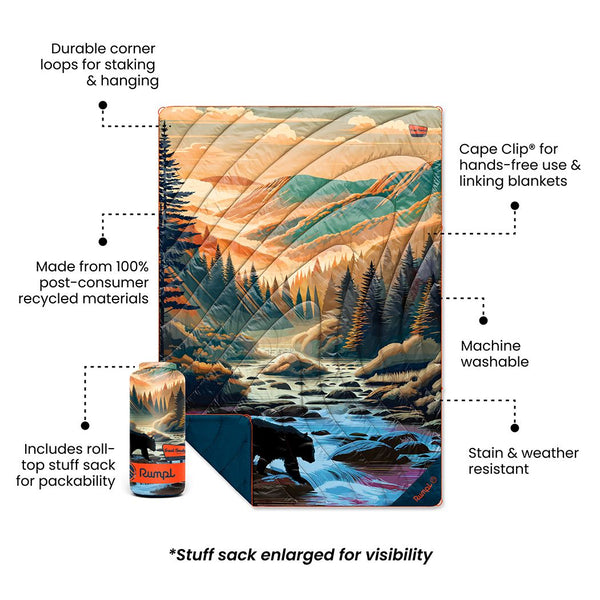 Rumpl Original Puffy Blanket - Great Smoky National Park Great Smoky National Park Blanket | Rumpl Blankets Printed Original