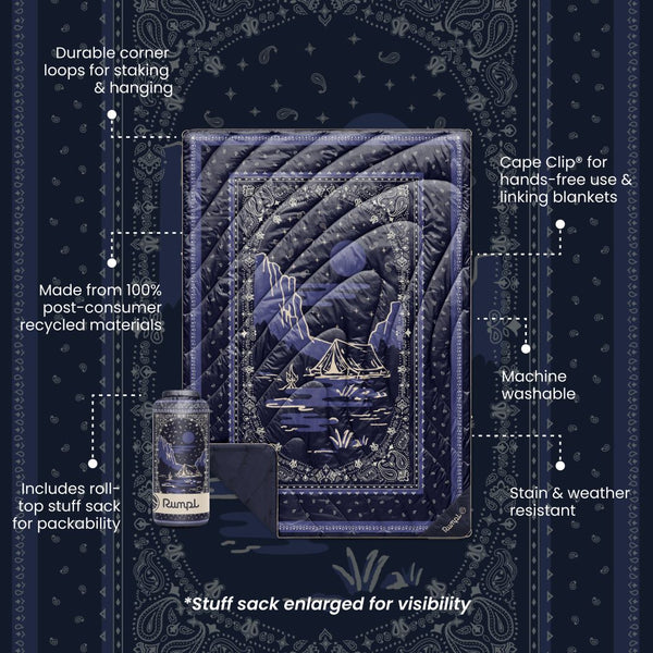Rumpl Original Puffy Blanket - Midnight Mesa Bandana Original Puffy Blanket - Midnight Mesa Bandana | Rumpl Blankets For Everywhere Printed Original