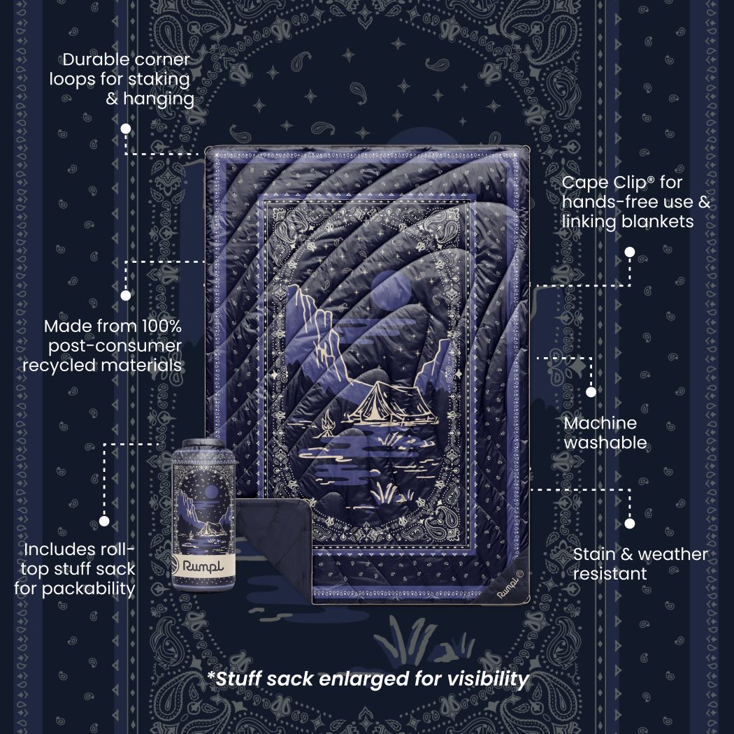 Rumpl Original Puffy Blanket - Midnight Mesa Bandana Original Puffy Blanket - Midnight Mesa Bandana | Rumpl Blankets For Everywhere Printed Original