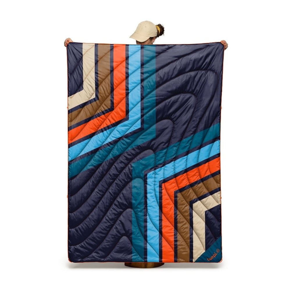 Rumpl Original Puffy Blanket - Midnight Retro Stripes Original Puffy Blanket - Midnight Retro Stripes | Rumpl Blankets For Everywhere Printed Original