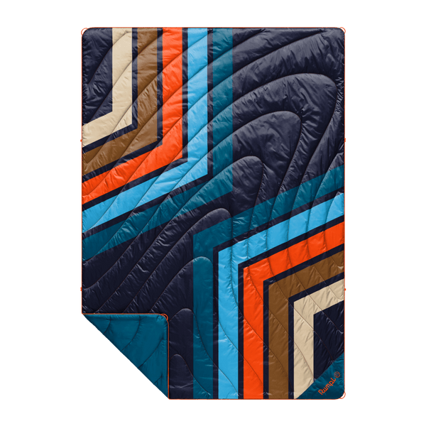 Rumpl Original Puffy Blanket - Midnight Retro Stripes Original Puffy Blanket - Midnight Retro Stripes | Rumpl Blankets For Everywhere Printed Original