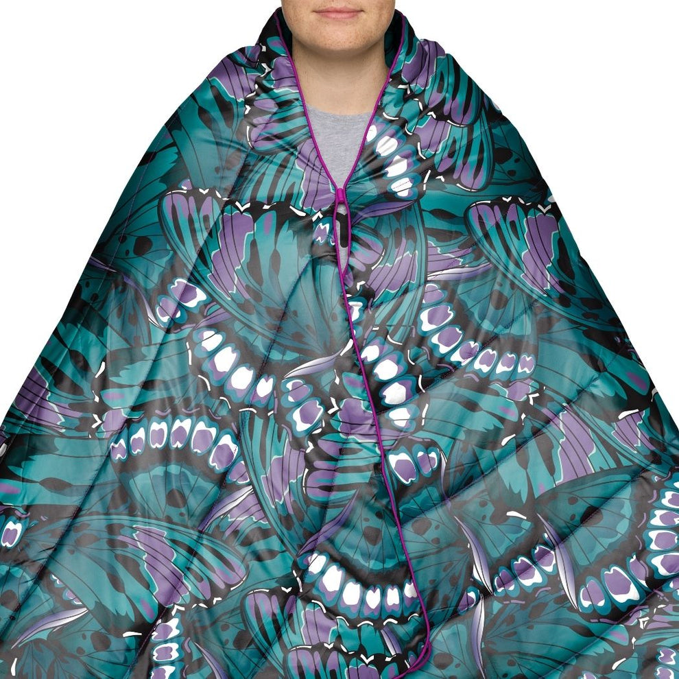 Rumpl Original Puffy Blanket - Mint Green Butterflies Original Puffy Blanket - Mint Green Butterflies | Rumpl Blankets For Everywhere Printed Original