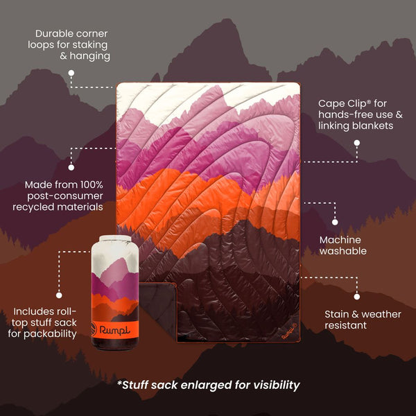 Rumpl Original Puffy Blanket - Teton Dusk Original Puffy Blanket - Teton Dusk | Rumpl Blankets for Everywhere Printed Original