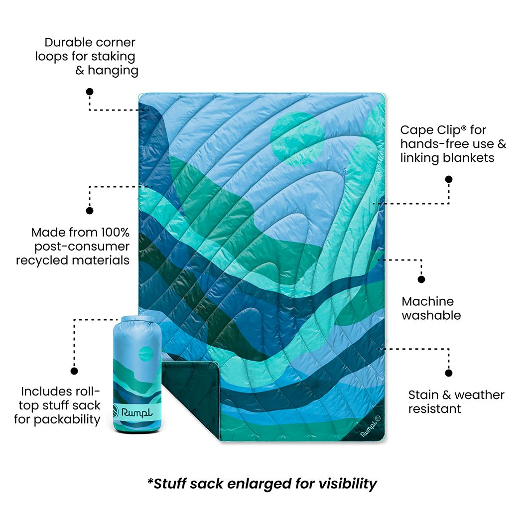 Rumpl Original Puffy Blanket - Valley Seascape Original Puffy Blanket - Valley Seascape | Rumpl Blankets For Everywhere Printed Original