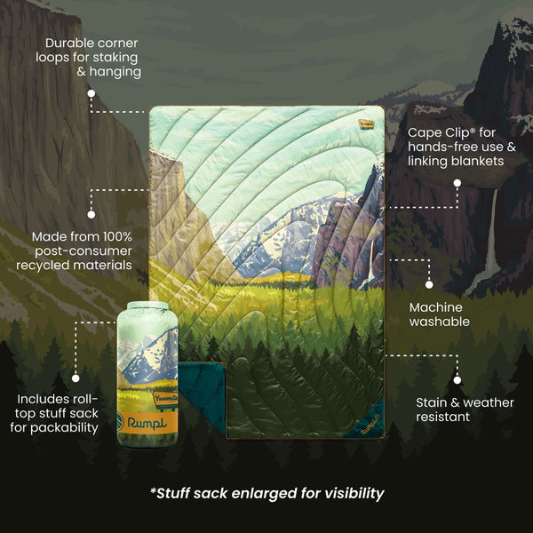 Rumpl Original Puffy Blanket - Yosemite National Park Yosemite National Park Blanket | Rumpl Blankets For Everywhere Printed Original