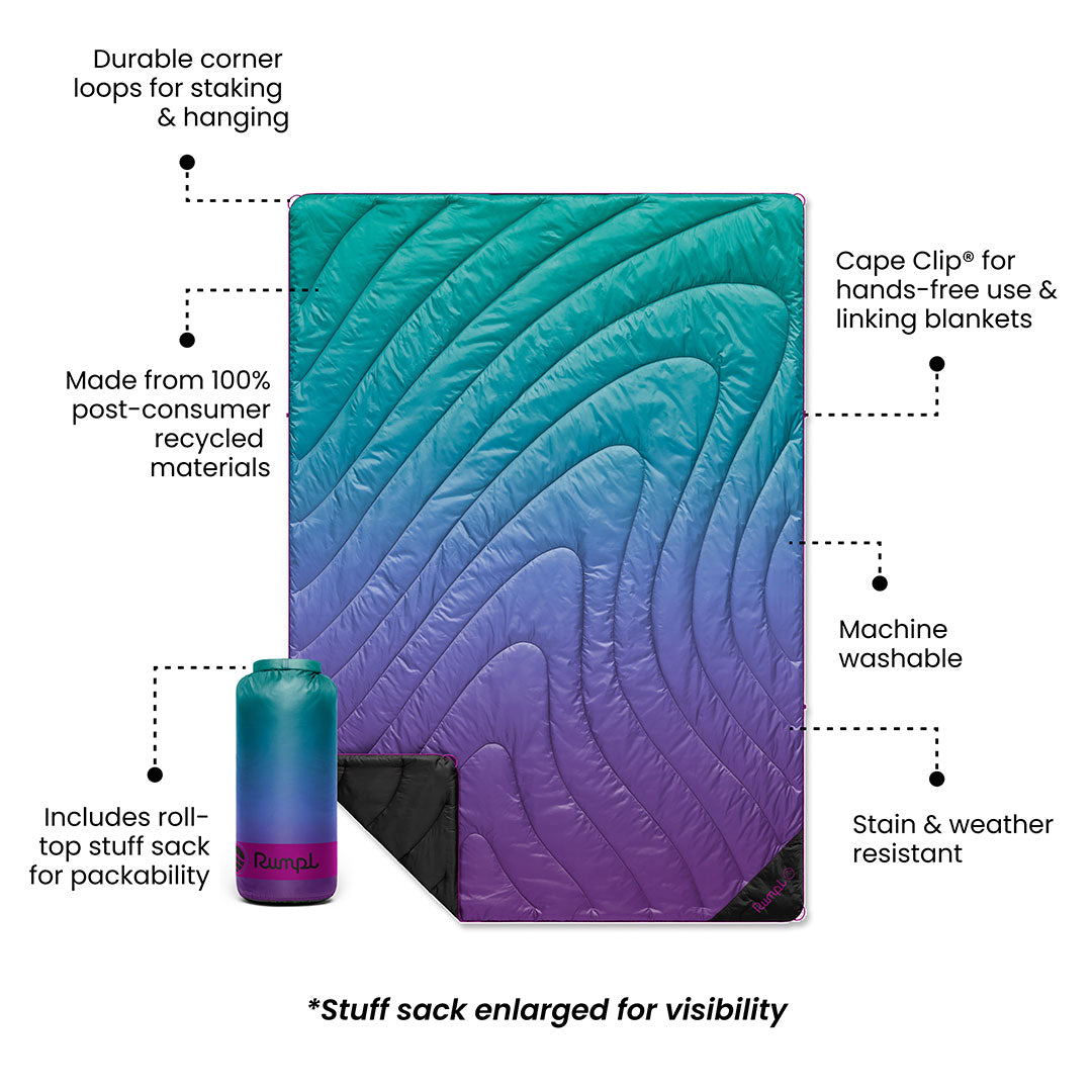Rumpl Original Puffy 2 Person Blanket - Deep Violet Fade Original Puffy 2 Person Blanket - Deep Violet Fade | Rumpl Blankets For Everywhere Printed Original