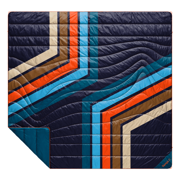 Rumpl Original Puffy 2 Person Blanket - Midnight Retro Stripes Original Puffy 2 Person Blanket - Midnight Retro Stripes | Rumpl Blankets For Everywhere Printed Original