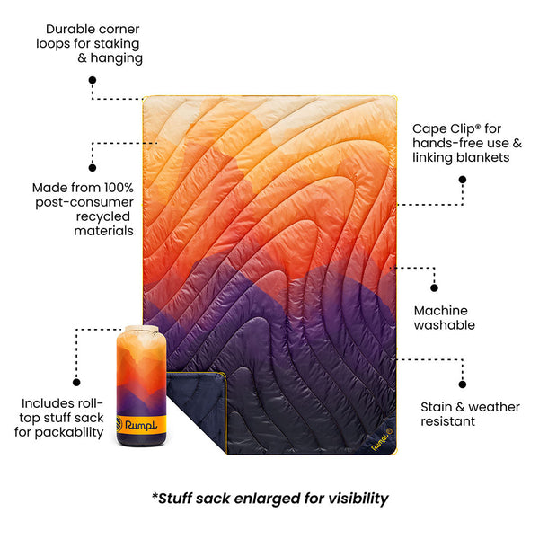 Rumpl Original Puffy 2 Person Blanket - Watercolor Glow Original Puffy 2 Person Blanket - Watercolor Glow | Rumpl Blankets For Everywhere Printed Original