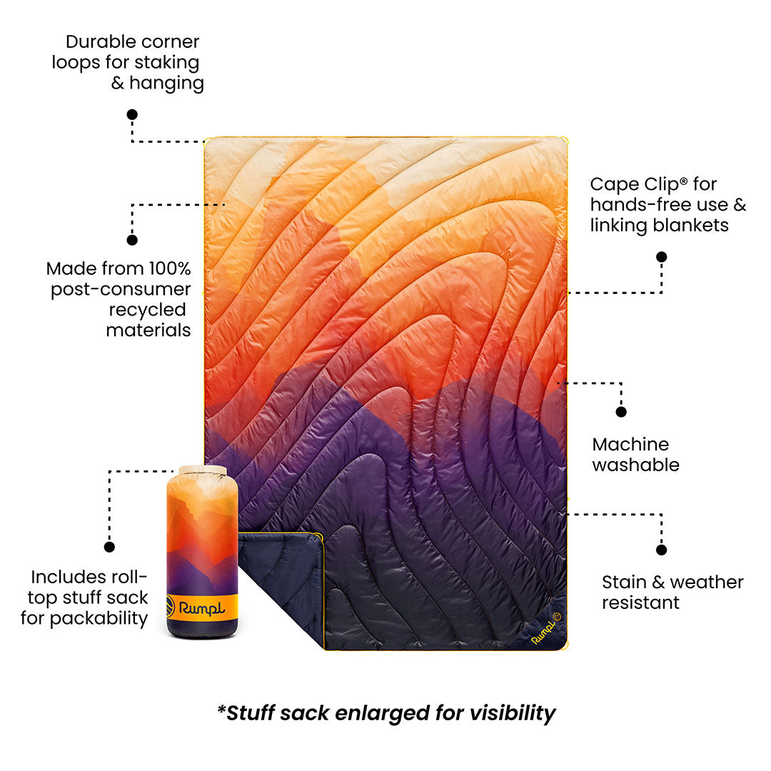 Rumpl Original Puffy 2 Person Blanket - Watercolor Glow Original Puffy 2 Person Blanket - Watercolor Glow | Rumpl Blankets For Everywhere Printed Original