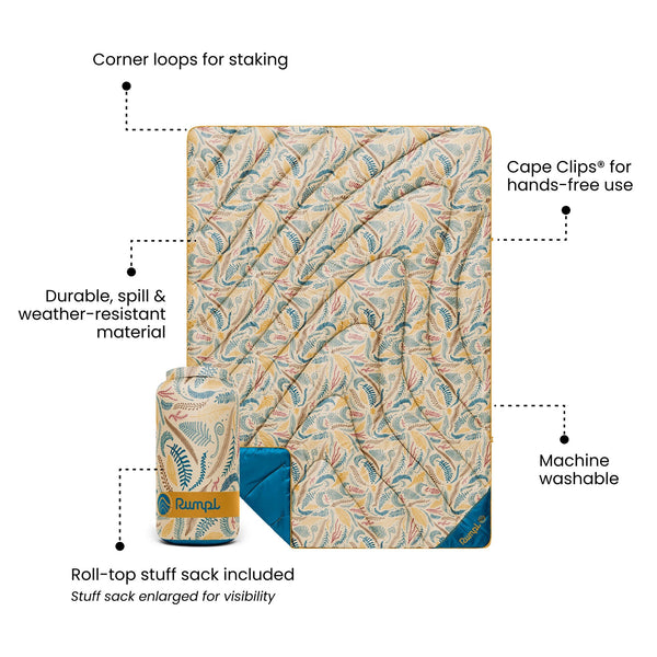 Rumpl Original Puffy Throw Blanket - Mustard Fern Original Puffy Throw Blanket - Mustard Fern | Rumpl Blankets For Everywhere Printed Original