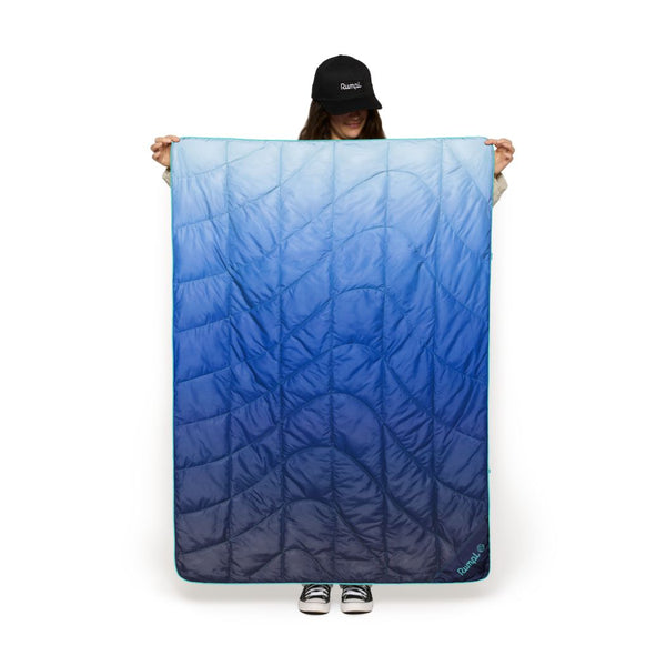 Rumpl Travel Puffy Blanket - Burning Blue Fade Travel Puffy Blanket - Burning Blue Fade | Rumpl Blankets For Everywhere Printed Travel
