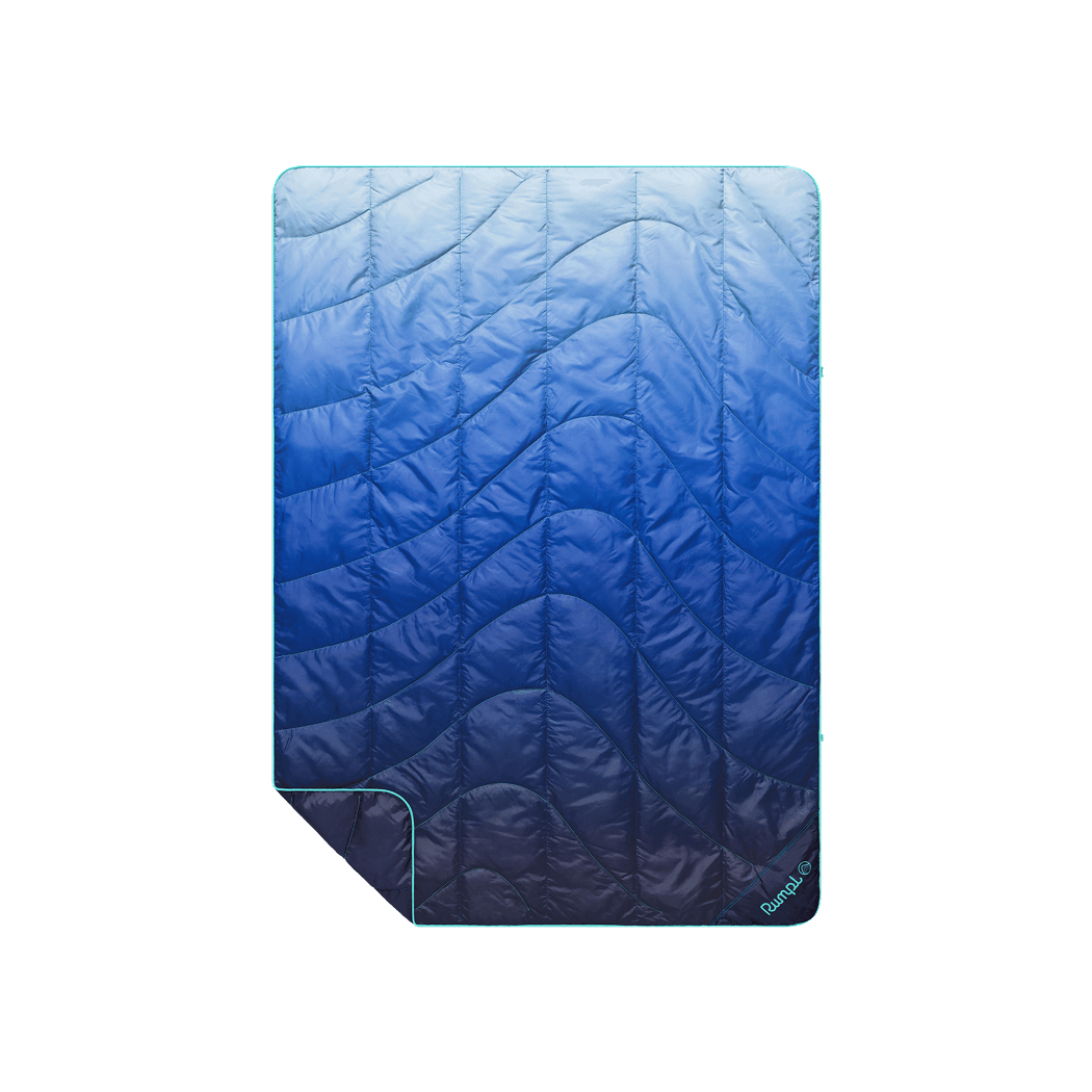 Rumpl Travel Puffy Blanket - Burning Blue Fade Travel Puffy Blanket - Burning Blue Fade | Rumpl Blankets For Everywhere Printed Travel