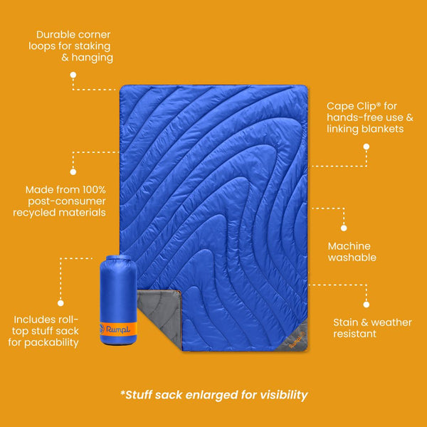 Rumpl Original Puffy Blanket - Burning Blue Original Puffy Blanket - Burning Blue | Rumpl Blankets For Everywhere Solid Original