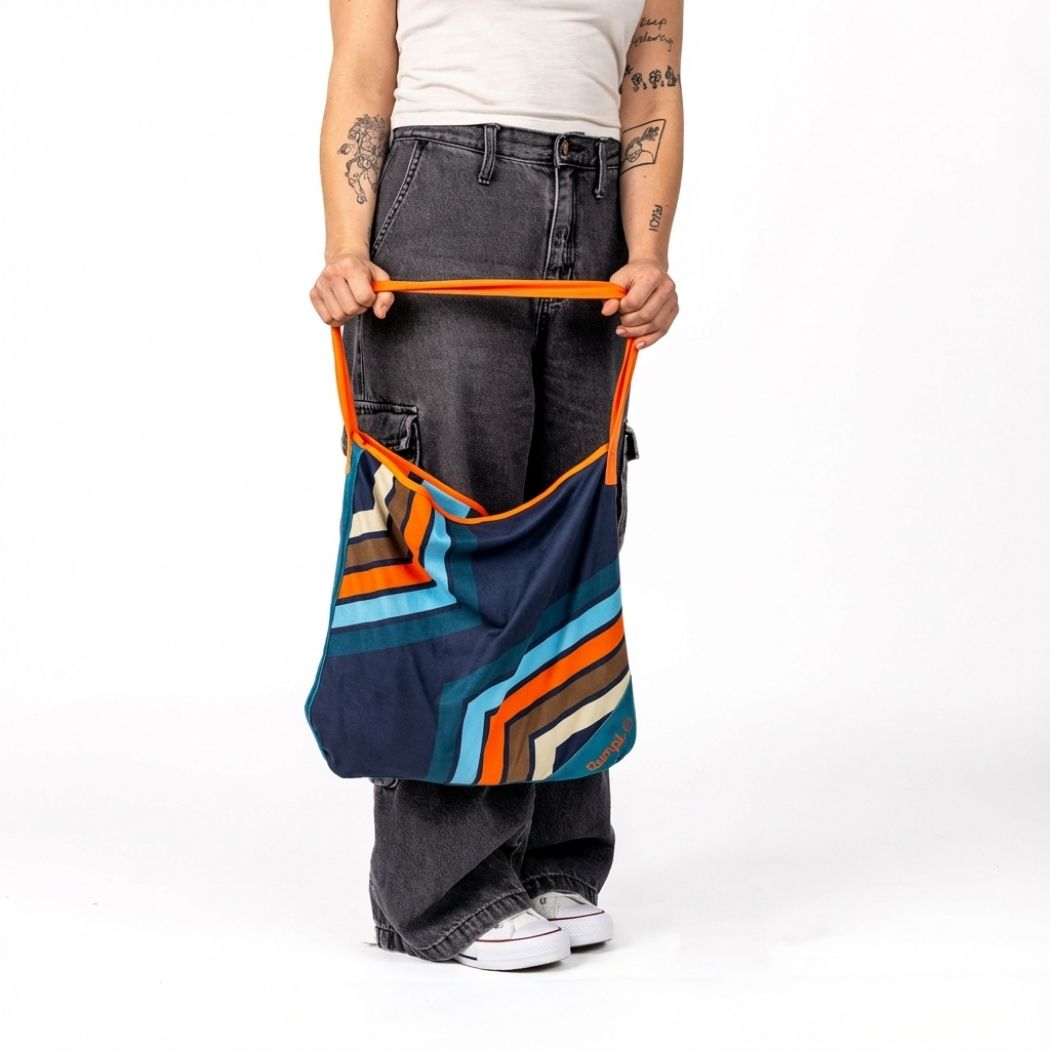 Rumpl Tech Towel Tote - Midnight Retro Stripes Tech Towel Tote - Midnight Retro Stripes | Rumpl Blankets For Everywhere Tech Towel