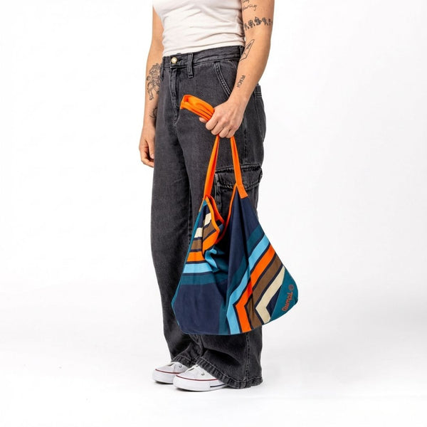 Rumpl Tech Towel Tote - Midnight Retro Stripes Tech Towel Tote - Midnight Retro Stripes | Rumpl Blankets For Everywhere Tech Towel