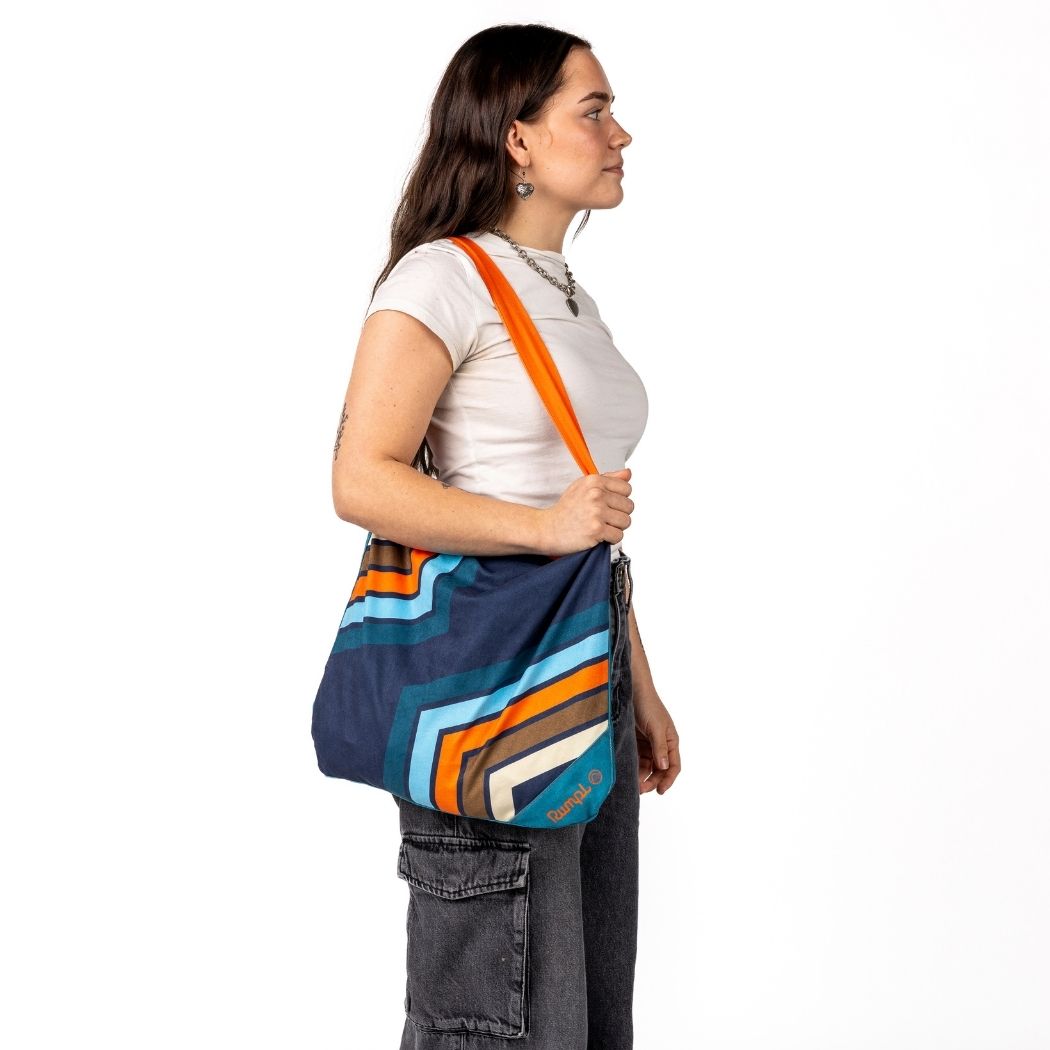 Rumpl Tech Towel Tote - Midnight Retro Stripes Tech Towel Tote - Midnight Retro Stripes | Rumpl Blankets For Everywhere Tech Towel