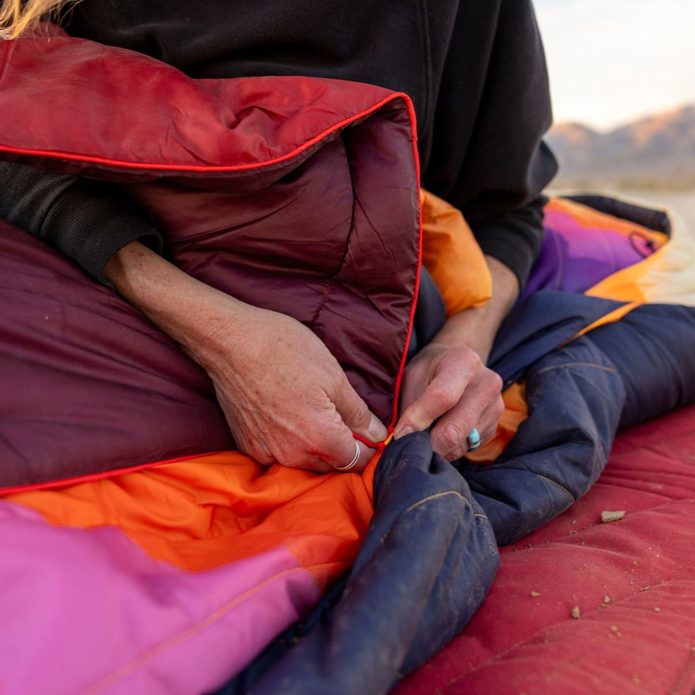 Rumpl Wrap Sack 20° Sleeping Bag - Watercolor Glow The Wrap Sack 20° Sleeping Bag - Baja Fade | Rumpl Wrap Sack